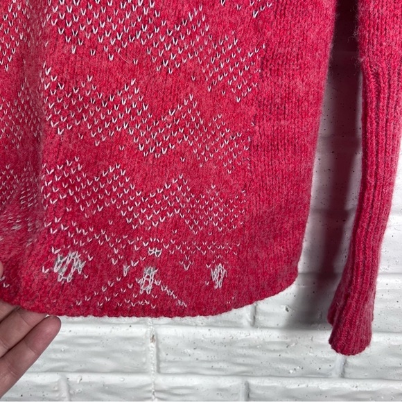 FREE PEOPLE Red Turtleneck/Cowl neck Fair Isle Sweater | Wool - Picture 4 of 7